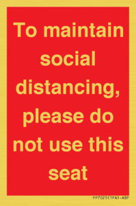 To maintain social distancing, please do not use this seat